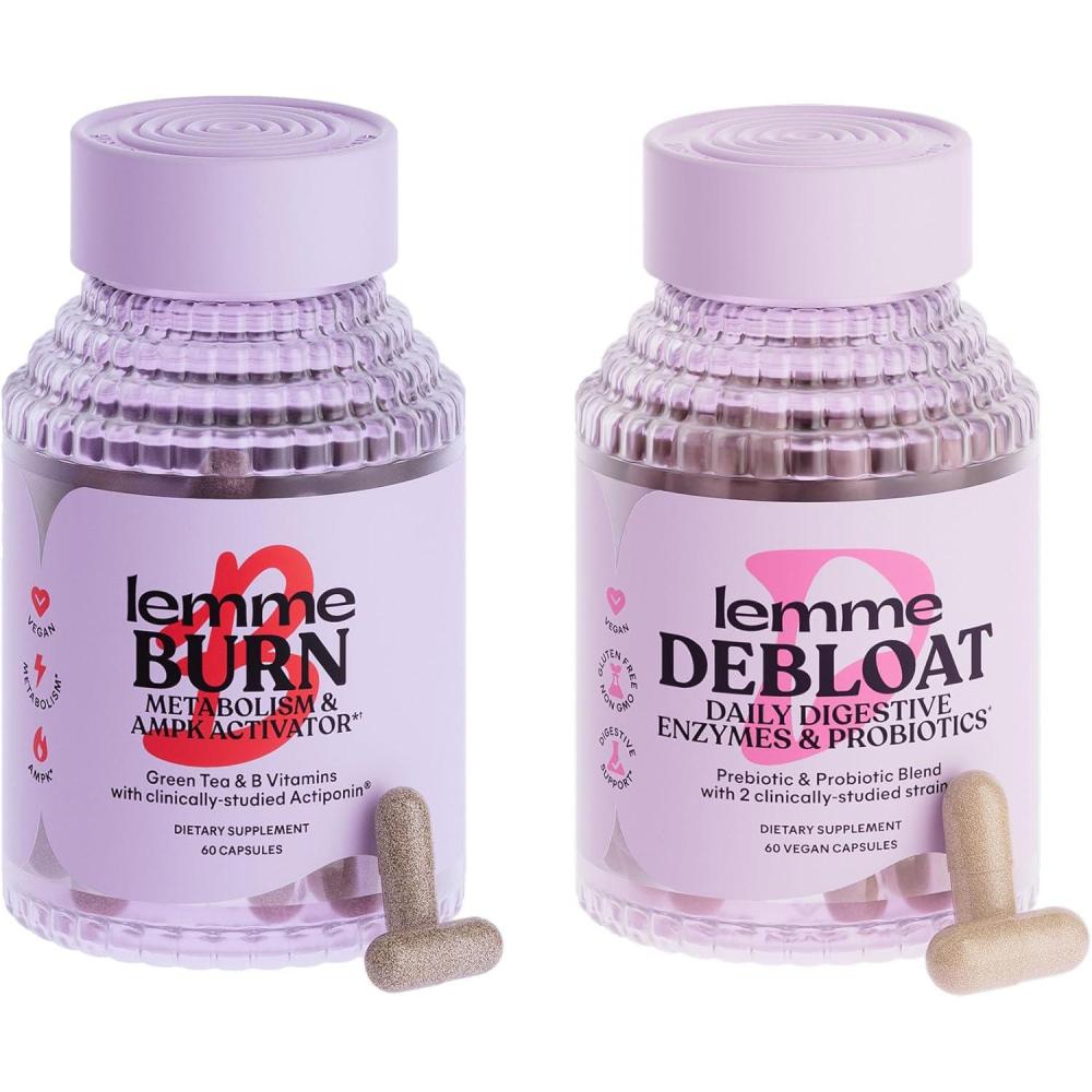 imageLemme Burn ampamp Debloat Capsule Bundle  Metabolism ampamp Fat Burning  Debloat Capsules for Bloating ampamp Gas Relief Probiotics ampamp Prebiotics  Gluten Free NonGMO  60 Ct Each