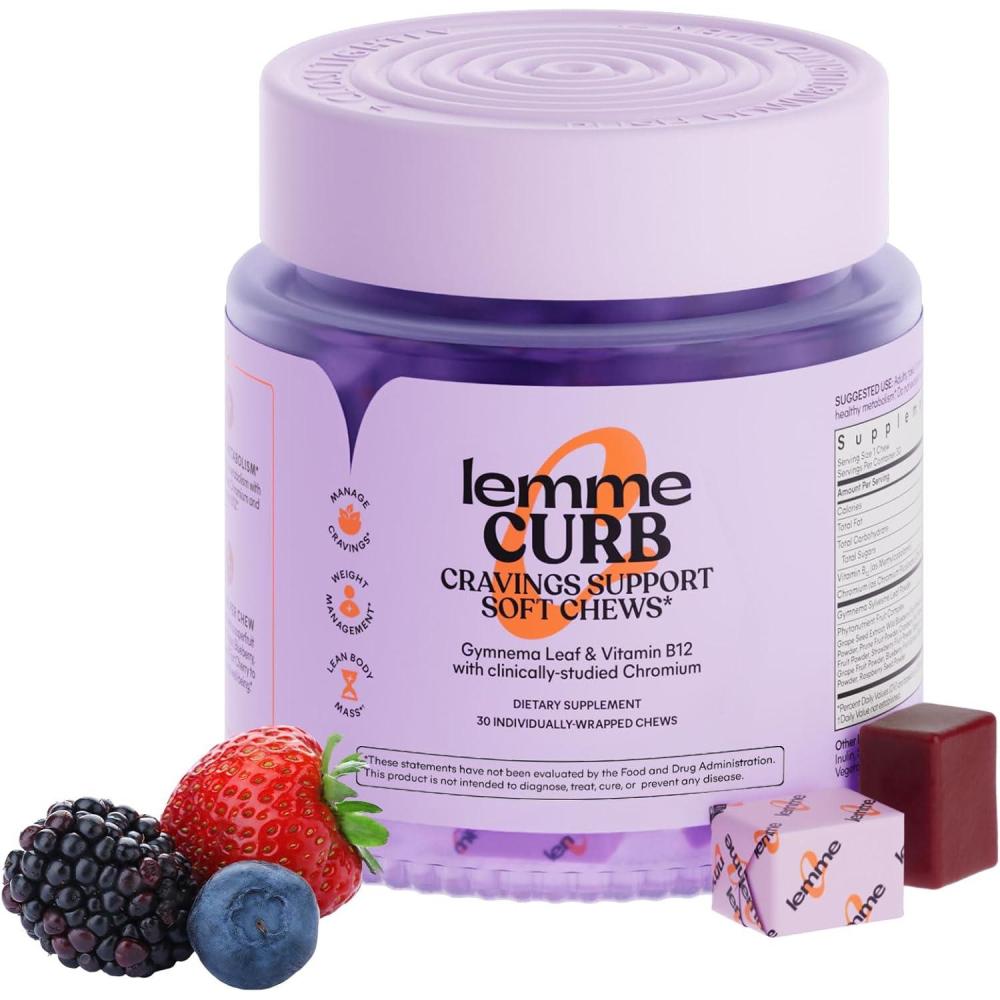 imageLemme Curb Cravings Soft Chews  Manage Appetite Support Metabolism ampamp Lean Body wClinically Studied Chromium Gymnema ampamp B12 for Healthy Weight Management Mixed Berry 30 Count Month Supply