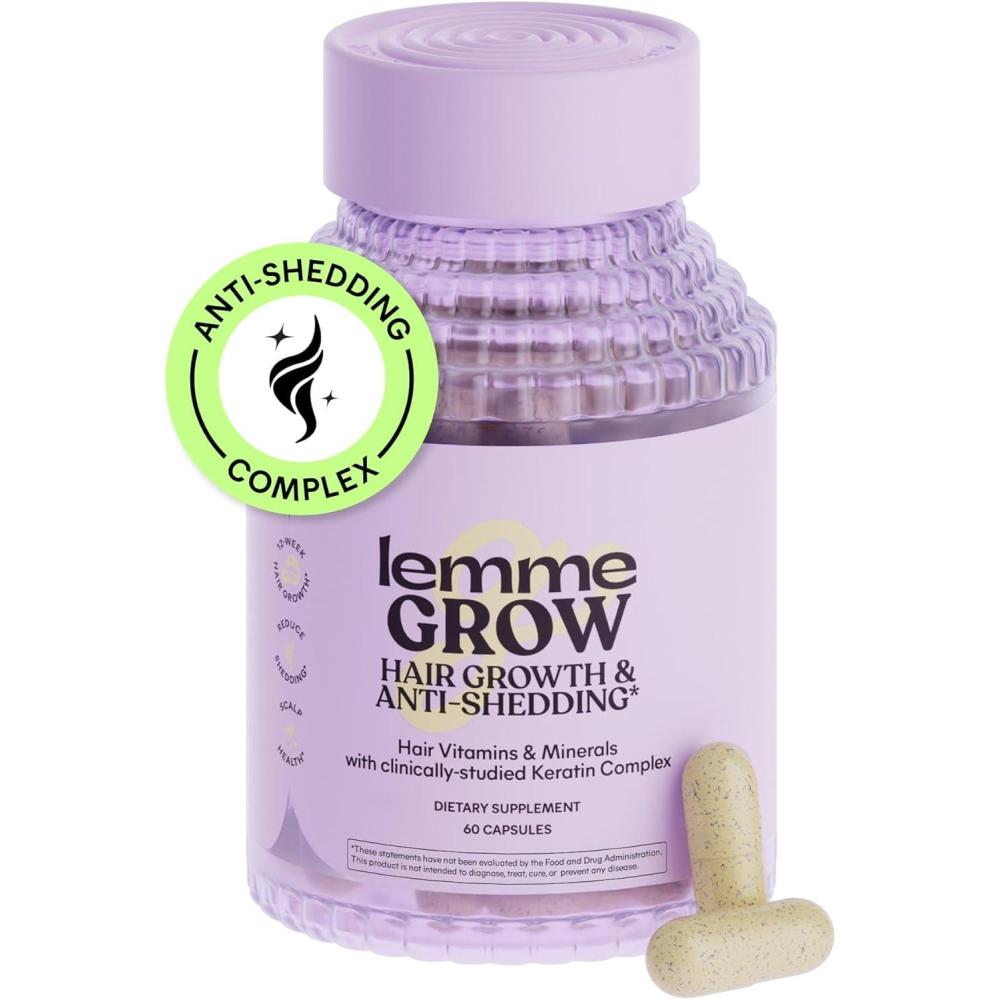 imageLemme Grow Hair Growth Supplement for Women Clinically Proven Keratin Complex for Visibly Thicker Hair and Scalp Coverage Reduced Shedding Nourish Thinning Hair  1 Month Supply