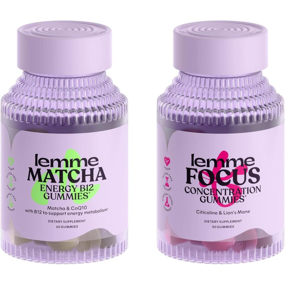 imageLemme Matcha ampamp Focus Bundle  Superfood Energy Gummies  B12 Green Tea  CoQ10  Cognizin Citicoline  Focus ampamp Brain Health  GlutenFree  Variety Pack of 2